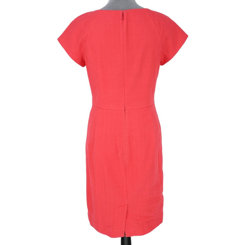 J Crew Dress Womens 6 Salmon Pink Woven Sheath Back Zip Lined Fitted Career - Picture 2 of 14